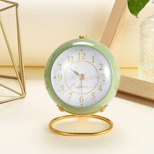 Retro MCM Analog Alarm Clock Backlight Non Ticking Silent Jadite Green
